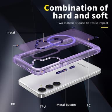 SKALO Samsung S24 Transparent TPU Magnet/Metal Cover - Lilla