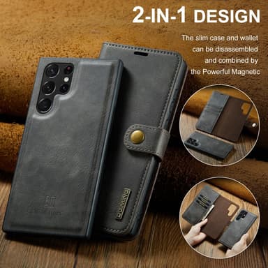 DG MING Samsung S24 Ultra 2-i-1 Magnet Pungetui - Grå