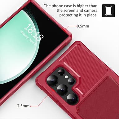 SKALO Samsung S24 Ultra Stødsikker cover med pung - Rød