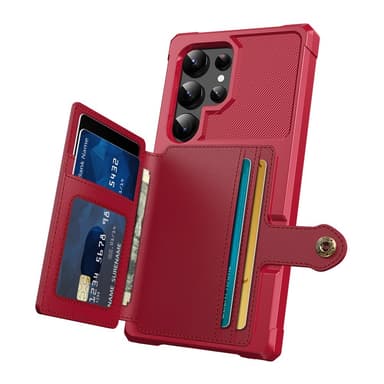 SKALO Samsung S24 Ultra Stødsikker cover med pung - Rød