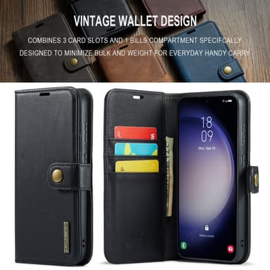 DG MING Samsung S23 FE 2-i-1 Magnet Pungetui - Sort