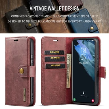 DG MING Samsung S24+ 2-i-1 Magnet Pungetui - Rød