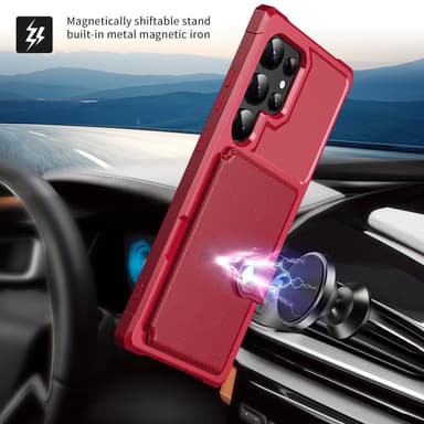 SKALO Samsung S24 Ultra Stødsikker cover med pung - Rød
