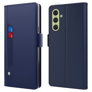 SKALO Samsung S24 Kortholder Mirror Flip Cover - Blå