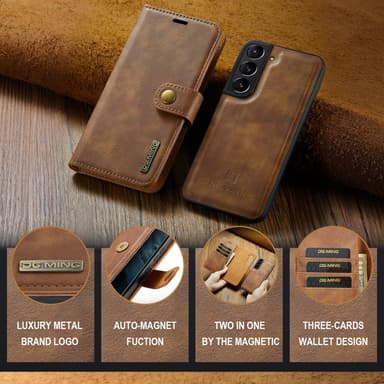 DG MING Samsung S24+ 2-i-1 Magnet Pungetui - Brun