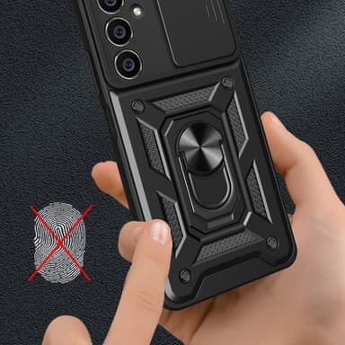 SKALO Samsung A05s 4G Armor Hybrid Metal Ring Camera Slider - Blå