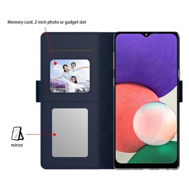 SKALO Samsung S24 Kortholder Mirror Flip Cover - Blå
