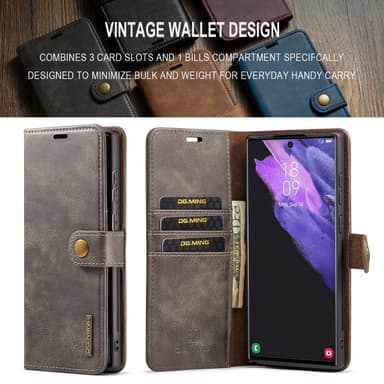 DG MING Samsung S24 Ultra 2-i-1 Magnet Pungetui - Grå