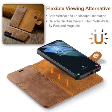 DG MING Samsung S24+ 2-i-1 Magnet Pungetui - Brun
