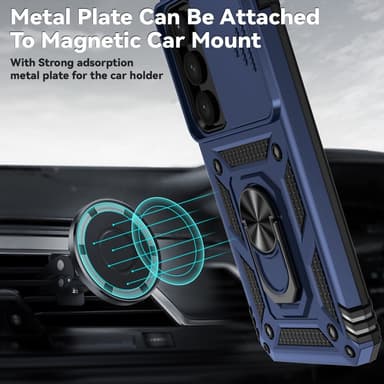 SKALO Samsung S24 Armor Hybrid Metal Ring Camera Slider - Blå