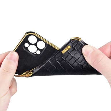 SKALO Samsung S24 Crocodile Guldkant Cover - Hvid