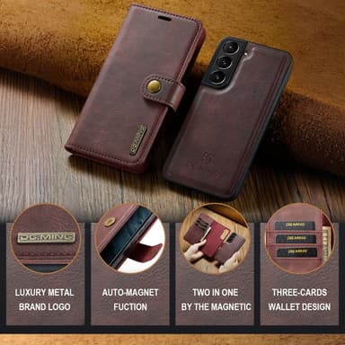 DG MING Samsung S24+ 2-i-1 Magnet Pungetui - Rød