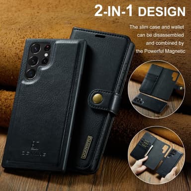 DG MING Samsung S24 Ultra 2-i-1 Magnet Pungetui - Sort