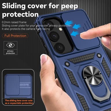 SKALO Samsung S24 Armor Hybrid Metal Ring Camera Slider - Blå