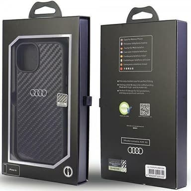 Audi iPhone 14 Cover Carbon Fiber Sort