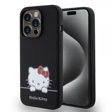 Hello Kitty iPhone 15 Pro Cover Liquid Silicone Sort
