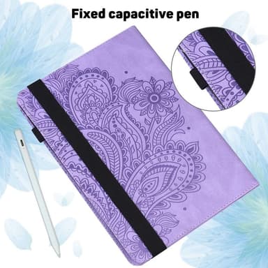 Til iPad 10.9 (2022) Tabletetui Cover Blomsterprægning - Lilla