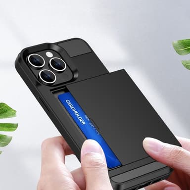 Til iPhone 15 Plus PC+TPU Telefoncover med Skydende Kortholder