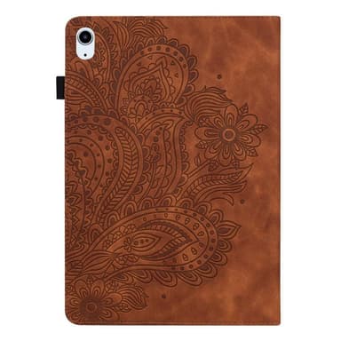 Til iPad 10.9 (2022) Tabletetui Cover Blomsterprægning - Brun
