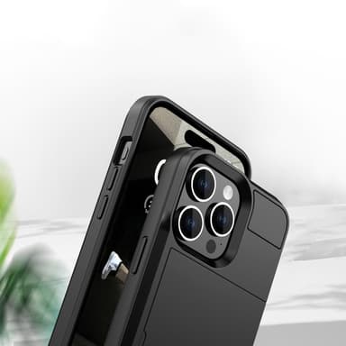 Til iPhone 15 Plus PC+TPU Telefoncover med Skydende Kortholder