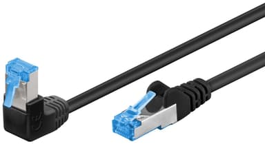 Netværkskabel CAT 6A vinklet 1x 90°, S/FTP (PiMF), sort, 10 m