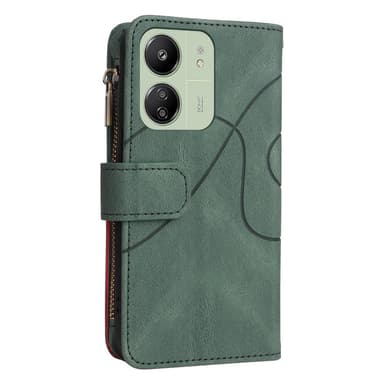 KT Wallet Case til Xiaomi Redmi 13C - Grøn-Rød