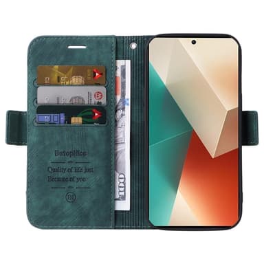 SKALO Xiaomi Redmi Note 13 5G BETOPNICE 001 Pungetui i PU-læder - Grøn