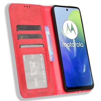 SKALO Motorola Moto G04 Premium Pungetui med prægning - Rød