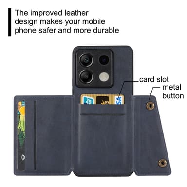 SKALO Xiaomi Redmi Note 13 Pro 5G PU-læder Cover med Pung - Blå