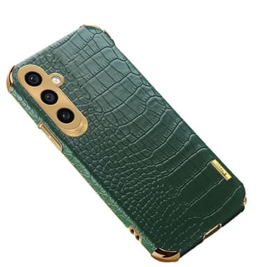 SKALO Samsung A15 5G Crocodile Guldkant Cover - Grøn