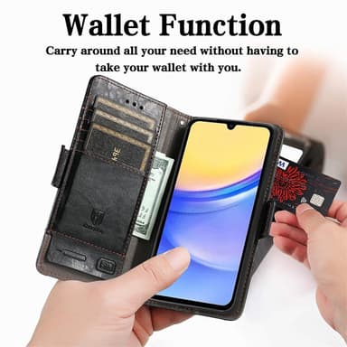 SKALO Samsung A15 5G 002 Series CASENEO Premium PU-læderpung - Sort