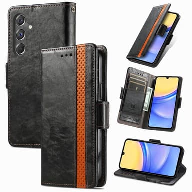 SKALO Samsung A15 5G 002 Series CASENEO Premium PU-læderpung - Sort
