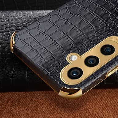 SKALO Samsung A15 5G Crocodile Guldkant Cover - Grøn