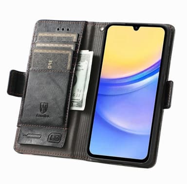SKALO Samsung A15 5G 002 Series CASENEO Premium PU-læderpung - Sort