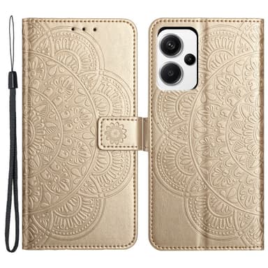 SKALO Xiaomi Redmi Note 13 Pro+ Mandala Flip Cover - Guld