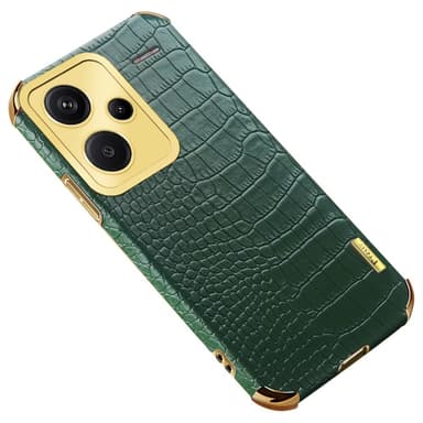 SKALO Xiaomi Redmi Note 13 Pro+ Crocodile Guldkant Cover - Grøn