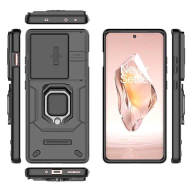 SKALO OnePlus 12R 5G Armor Hybrid Metal Ring Camera Slider - Sort
