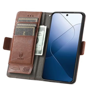 SKALO Xiaomi 14 5G 002 Series CASENEO Premium PU-læderpung - Mørkebrun