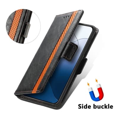 SKALO Xiaomi 14 5G 002 Series CASENEO Premium PU-læderpung - Mørkebrun