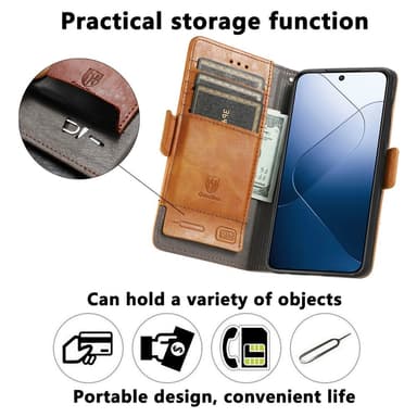 SKALO Xiaomi 14 5G 002 Series CASENEO Premium PU-læderpung - Mørkebrun