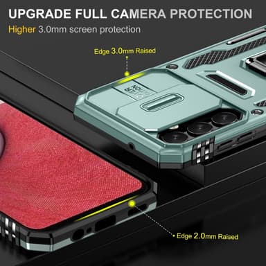 SKALO Samsung A15 4G Armor Hybrid Metal Ring Camera Slider - Grøn