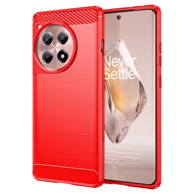 SKALO OnePlus 12R 5G Armor Carbon Stødsikker TPU-cover - Rød