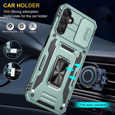 SKALO Samsung A15 4G Armor Hybrid Metal Ring Camera Slider - Grøn