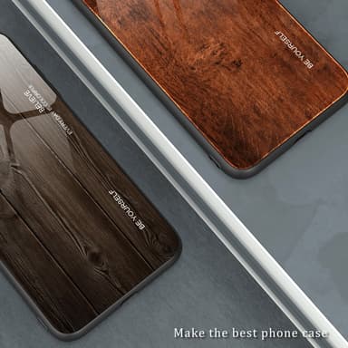 SKALO Samsung A15 5G Wood hærdet glas TPU Cover - Sort