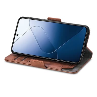 SKALO Xiaomi 14 5G 002 Series CASENEO Premium PU-læderpung - Mørkebrun
