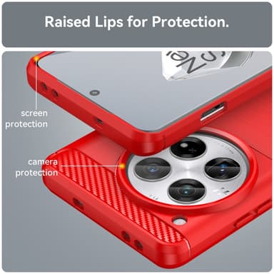 SKALO OnePlus 12 5G Armor Carbon Stødsikker TPU-cover - Rød