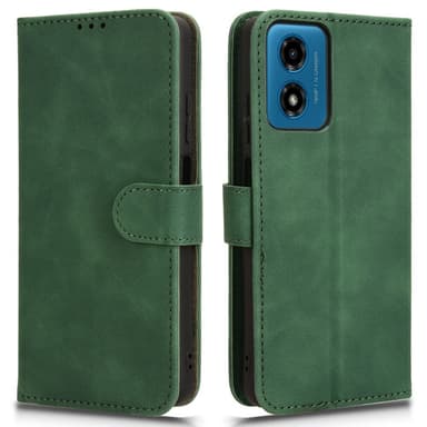 SKALO Motorola Moto G04 Matt PU-læderpungetui - Grøn