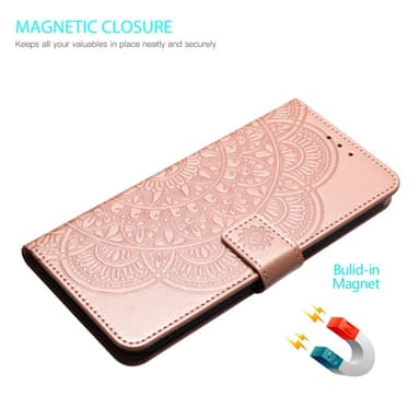 SKALO Xiaomi Redmi Note 13 Pro+ Mandala Flip Cover - Rosa guld