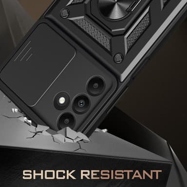 SKALO Samsung A15 4G Armor Hybrid Metal Ring Camera Slider - Rød