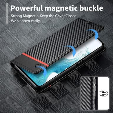 SKALO Samsung A15 5G LC.IMEEKE Carbon Fiber Pungetui i PU-læder - Sort